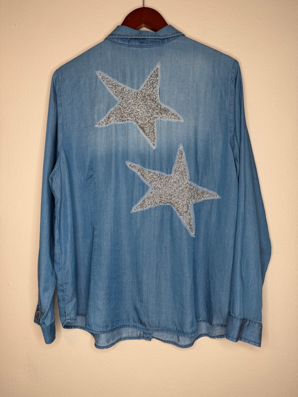 SOFT SURROUNDINGS Chambray Beaded Star Shirt